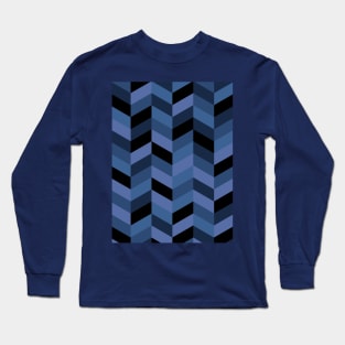 Blues and Purples Geometric Chevron Style Design Long Sleeve T-Shirt